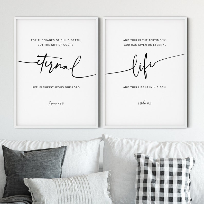 For the Wages of Sin, Romans 6:23 | Duo Set, Christian Wall Art, A2 at XILEF Art